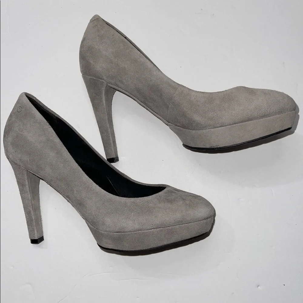 Rockport Gray Suede Platform Heels Adiprene By Adidas Size 5